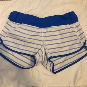 Lululemon Blue and White Stripe Run Shorts